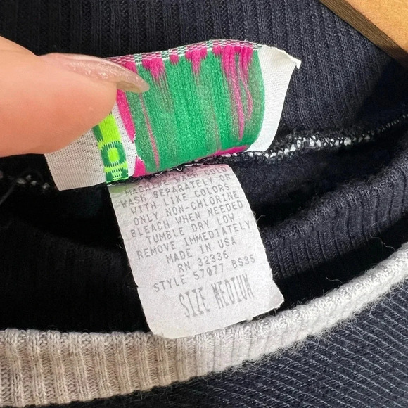 BOLO SPIRIT 1980s double collar pullover patch pocket color block sweatshirt - Picture 8 of 9